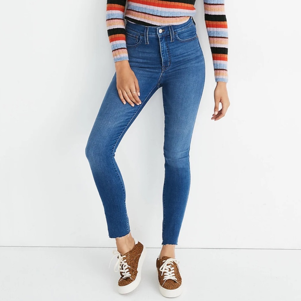 Madewell 10" High-Rise Roadtripper Jeans in Waterford Wash Raw-Hem Edition Sz 29